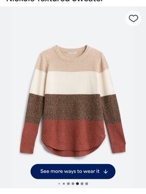Pink Clover Colorblock Crewneck Sweater in Cream, Brown & Rust
